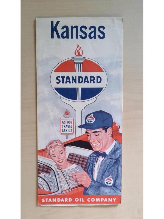 Vintage Standard Oil Company Kansas Road Map Brochure Credit Card Application